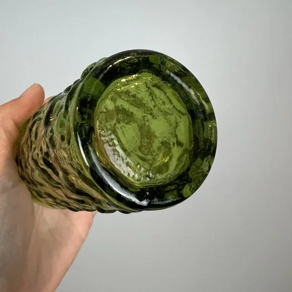 3 Vintage Anchor Hocking Lido Milano Small Juice Glasses Avocado Green 4” - Picture 5 of 6